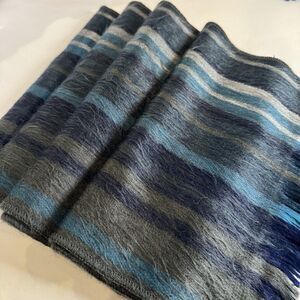 Shupaca Alpaca 80% Blend Striped Scarf 76” X 12” Blue Gray Soft Cozy Luxury